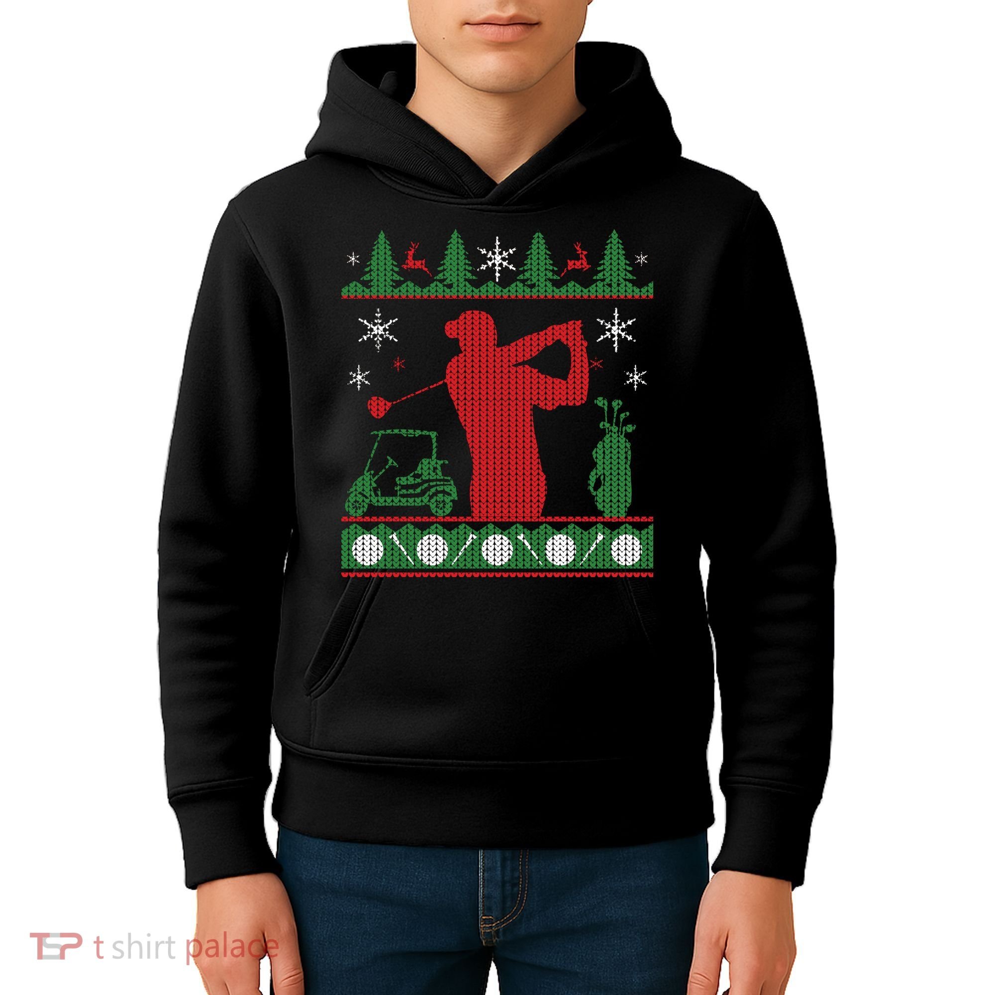 Golf Ugly Christmas Sweater Kids Hoodie