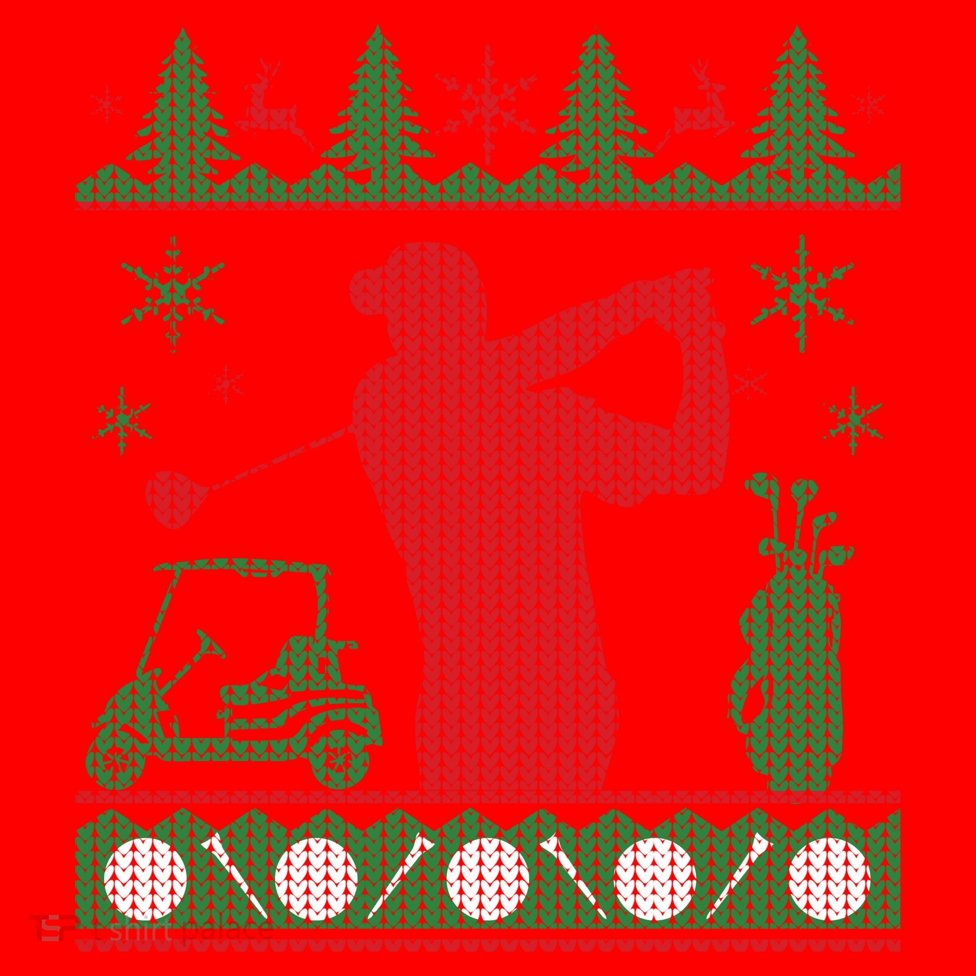 Golf Ugly Christmas Sweater Santa Hat