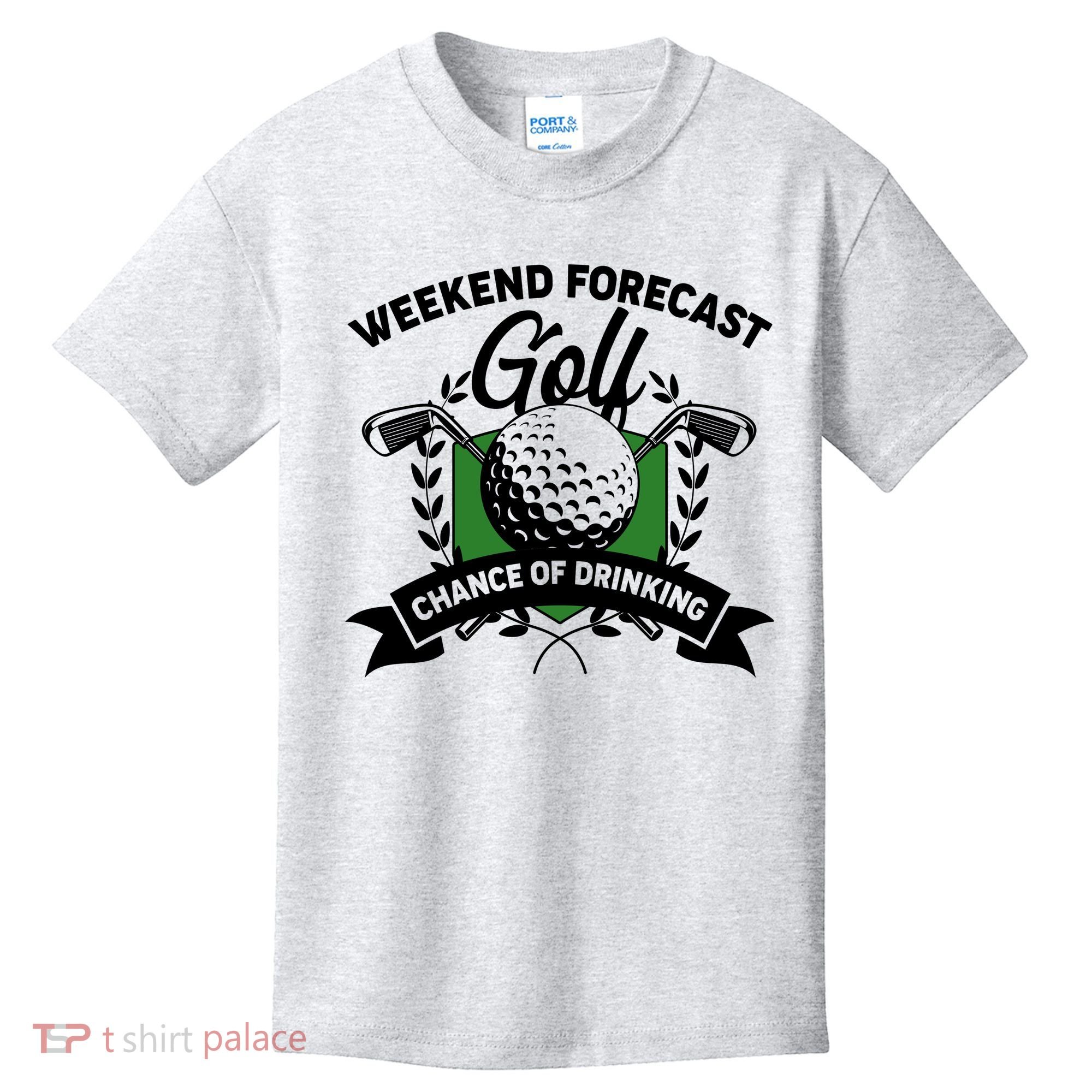 Golf Weekend Forecast Chance of Drinking Kids T-Shirt