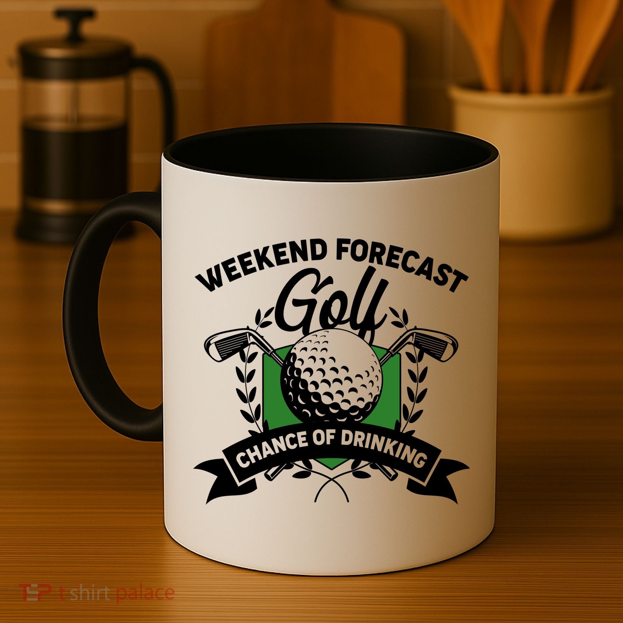 Golf Weekend Forecast Chance of Drinking Coffee Mug