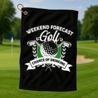 Golf Weekend Forecast Chance of Drinking Golf Towel thumb 1