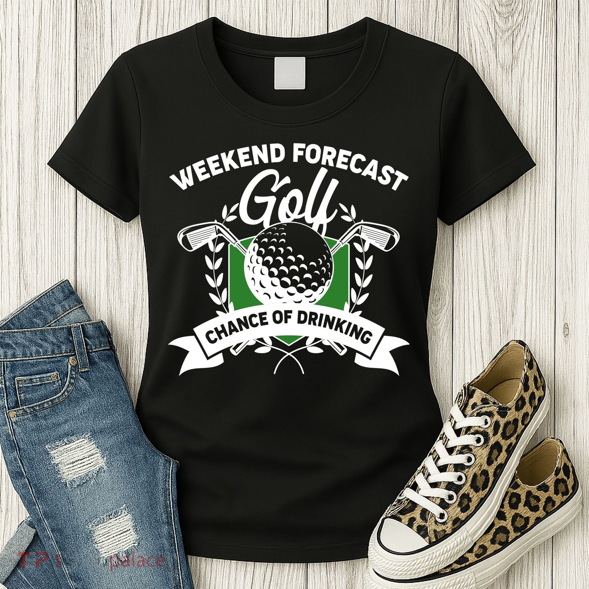 Golf Weekend Forecast Chance of Drinking Women's T-Shirt