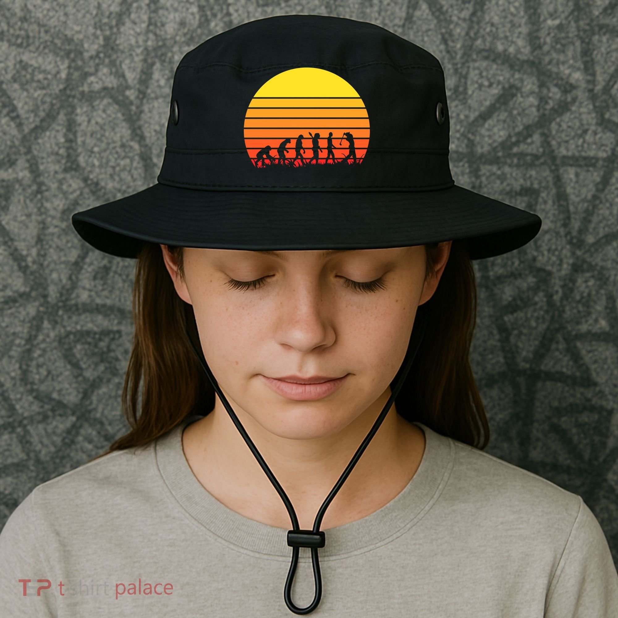 Golfer Evolution Sunset Bucket Hat