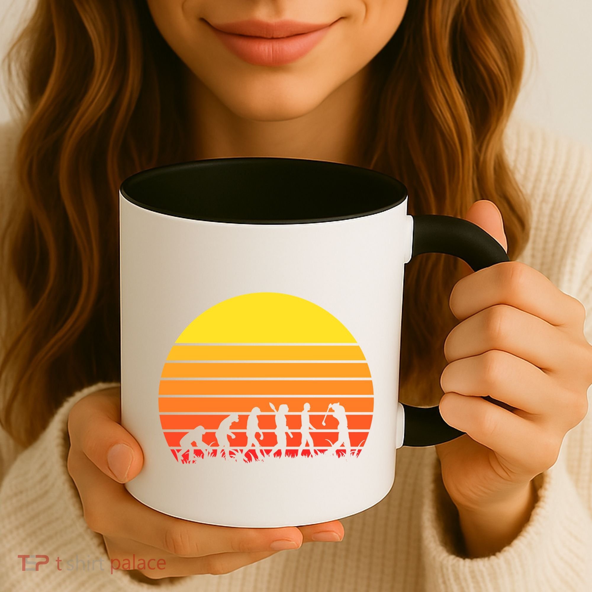 Golfer Evolution Sunset Coffee Mug