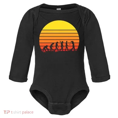 Golfer Evolution Sunset Baby Long Sleeve Bodysuit