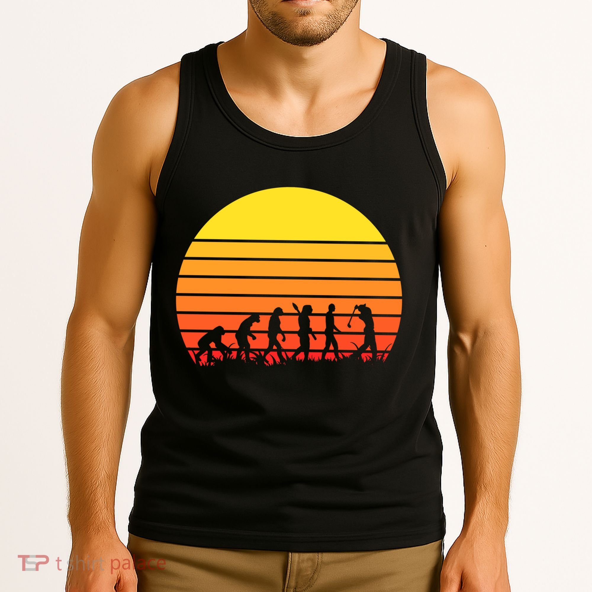 Golfer Evolution Sunset Tank Top