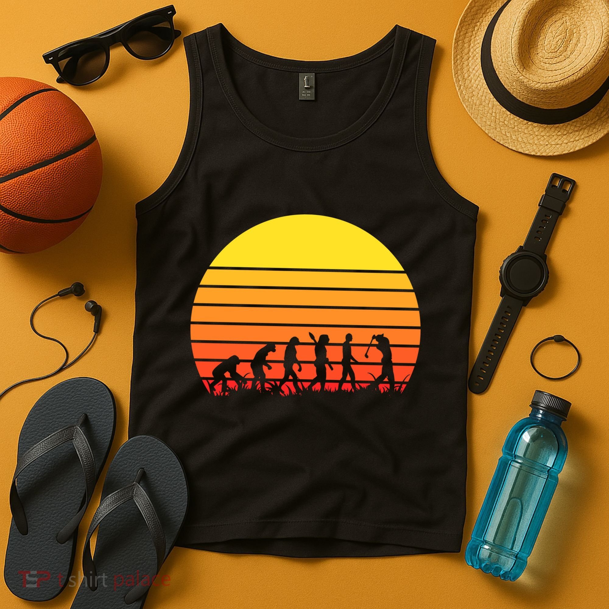 Golfer Evolution Sunset Tank Top