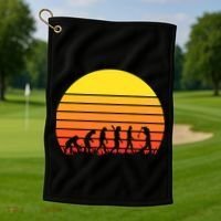 Golfer Evolution Sunset Golf Towel thumb 1