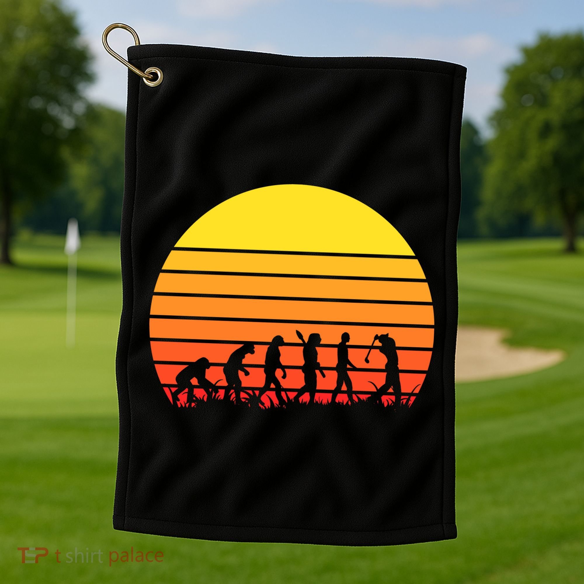 Golfer Evolution Sunset Golf Towel