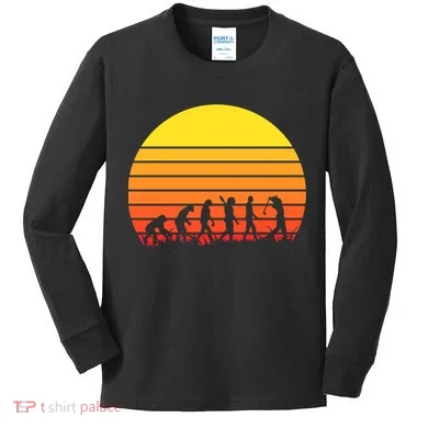 Golfer Evolution Sunset Kids Long Sleeve Shirt