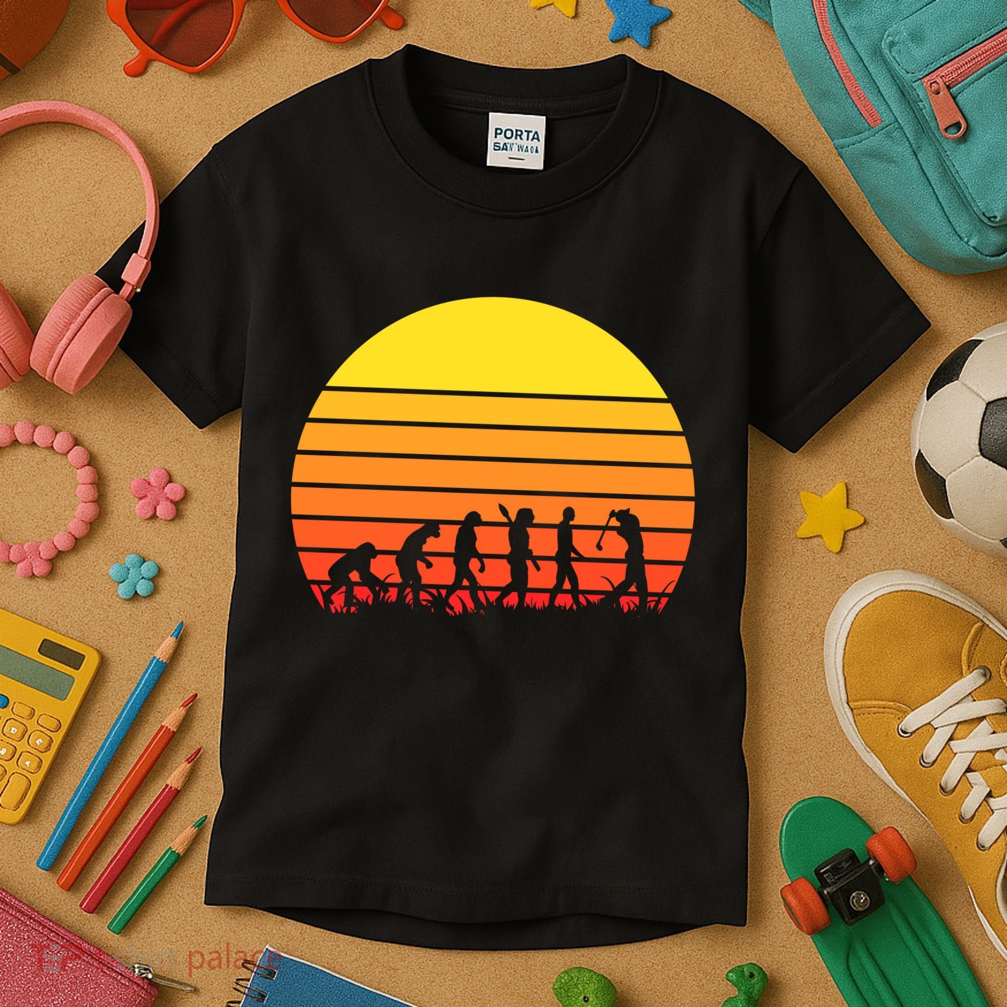 Golfer Evolution Sunset Kids T-Shirt