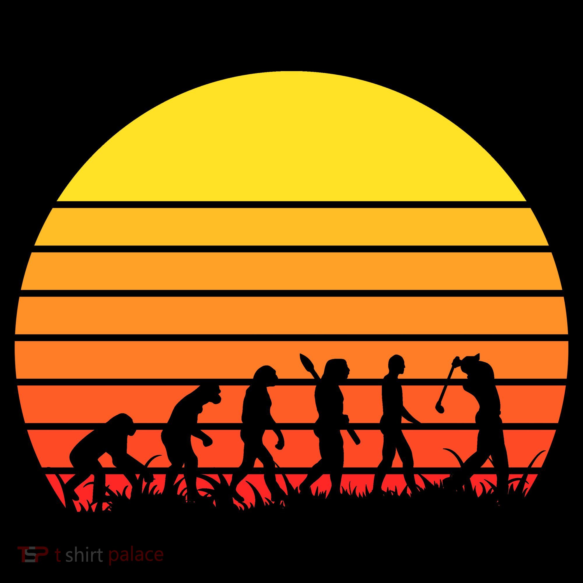 Golfer Evolution Sunset Kids T-Shirt