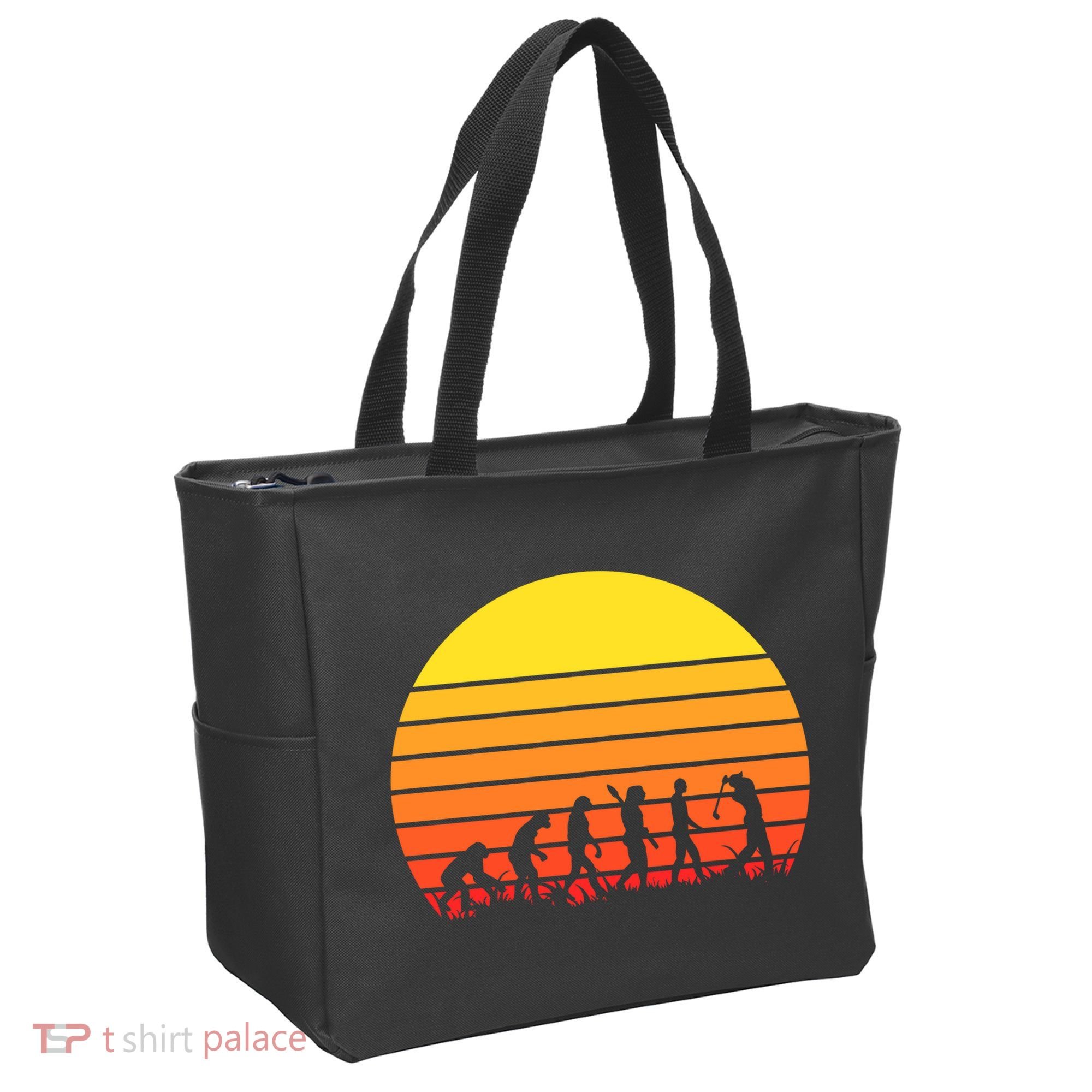 Golfer Evolution Sunset Tote Bag