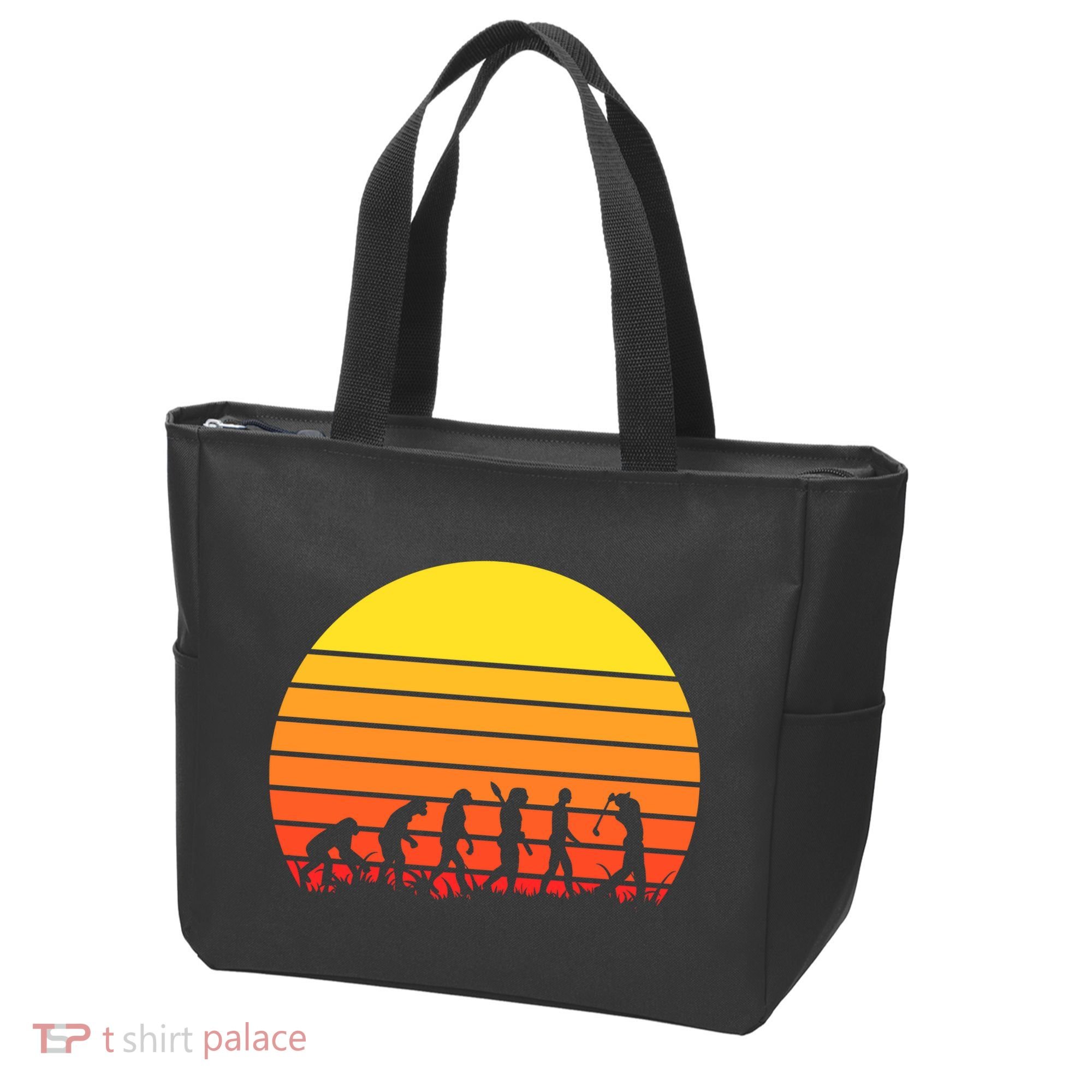 Golfer Evolution Sunset Tote Bag