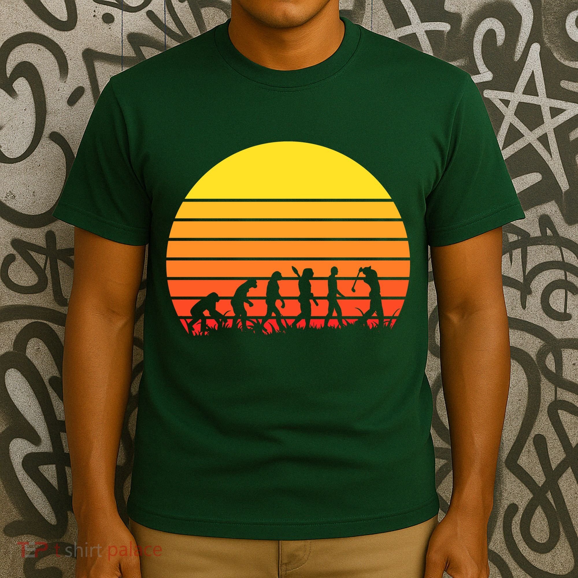 Golfer Evolution Sunset T-Shirt