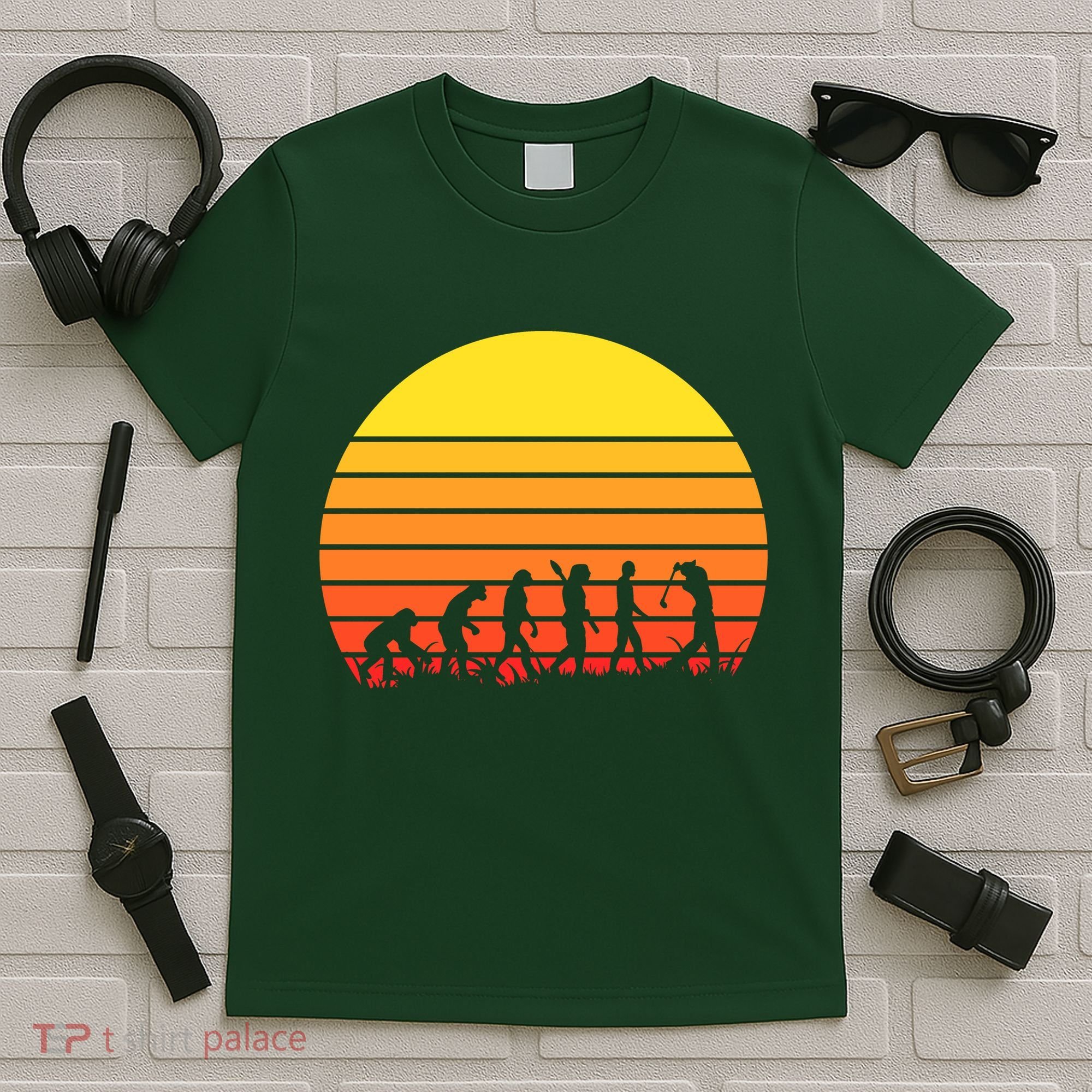 Golfer Evolution Sunset T-Shirt
