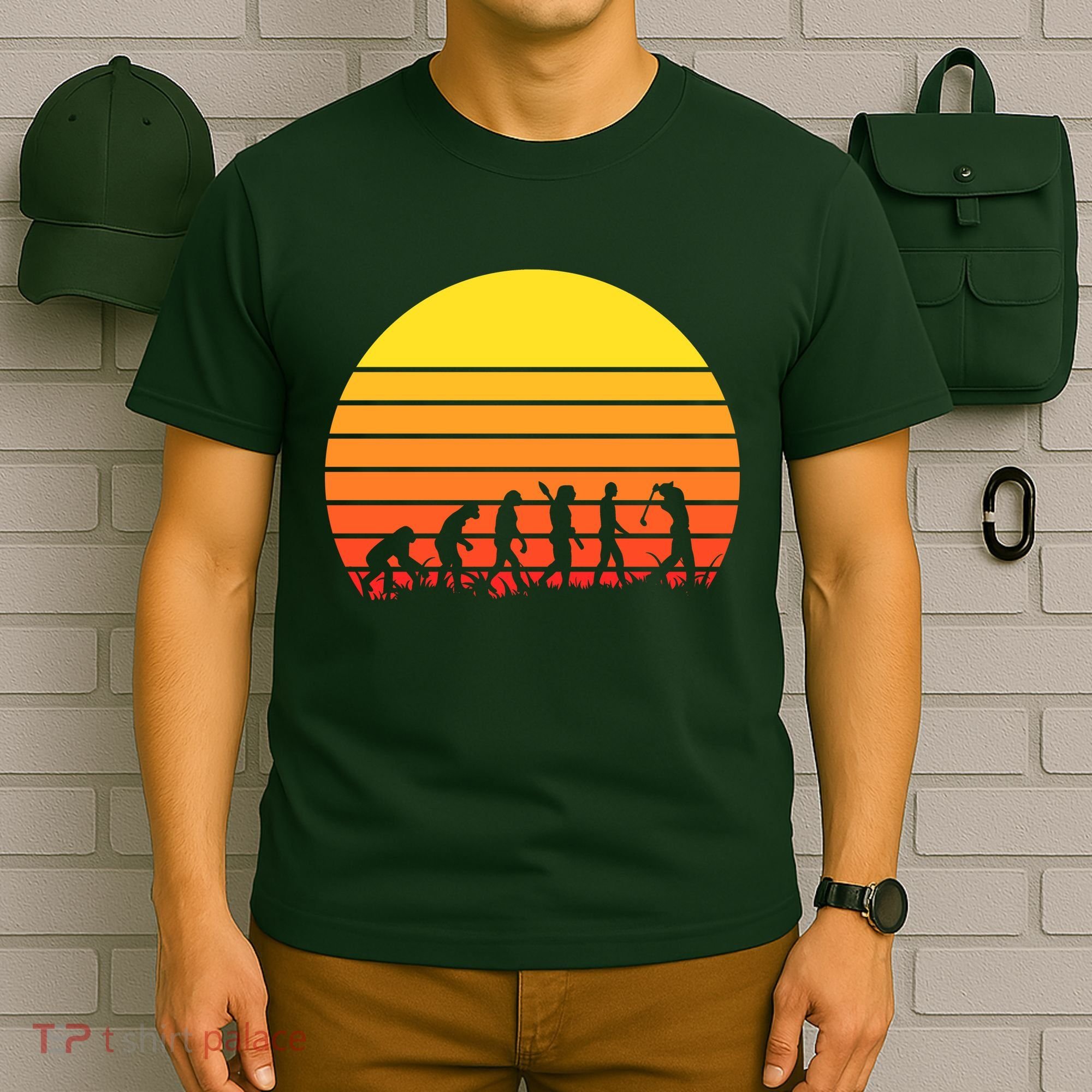 Golfer Evolution Sunset T-Shirt