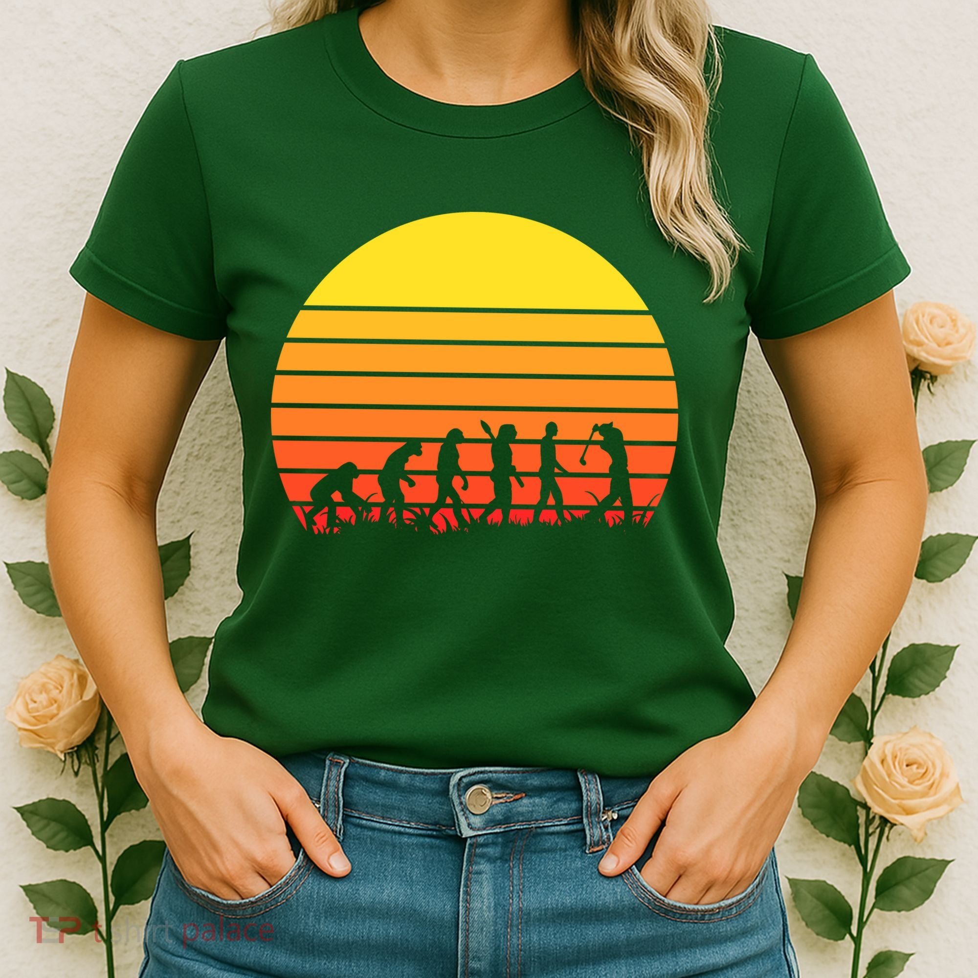 Golfer Evolution Sunset Women's T-Shirt