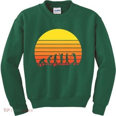 Golfer Evolution Sunset Kids Sweatshirt