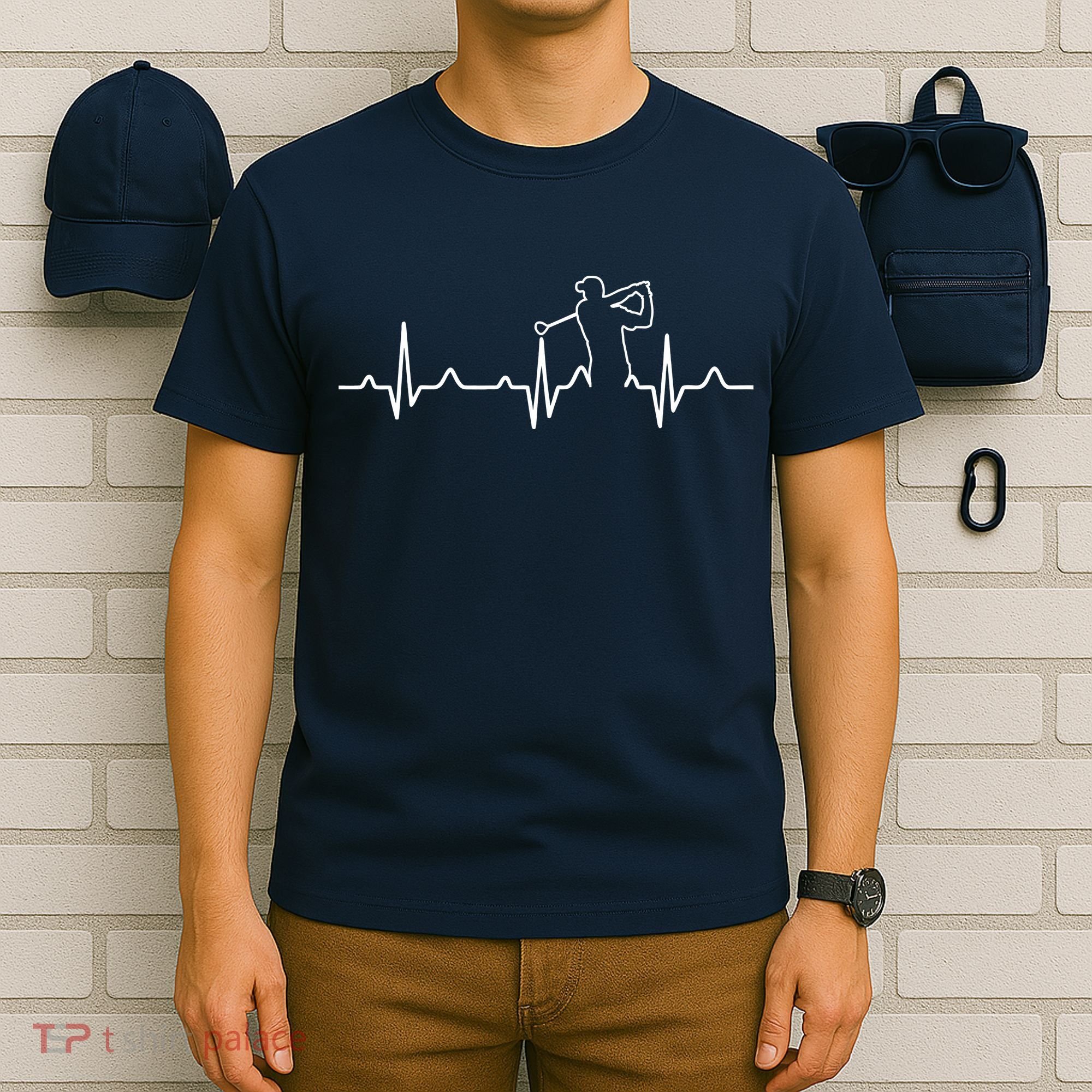 Golfer Heartbeat I Love Golf T-Shirt