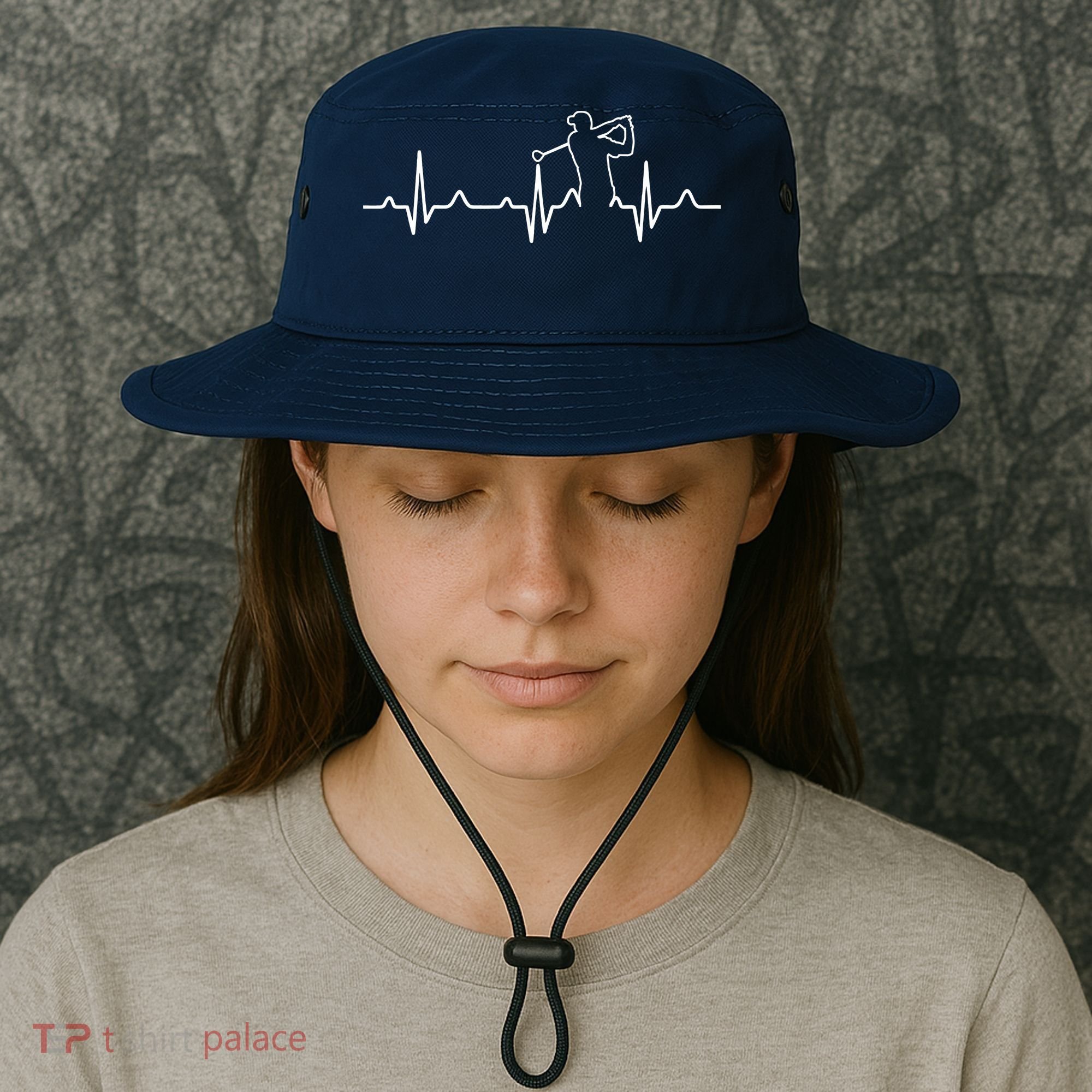 Golfer Heartbeat I Love Golf Bucket Hat