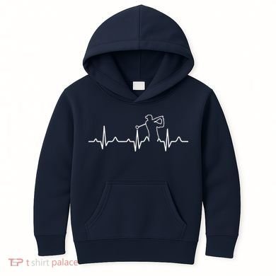 Golfer Heartbeat I Love Golf Kids Hoodie