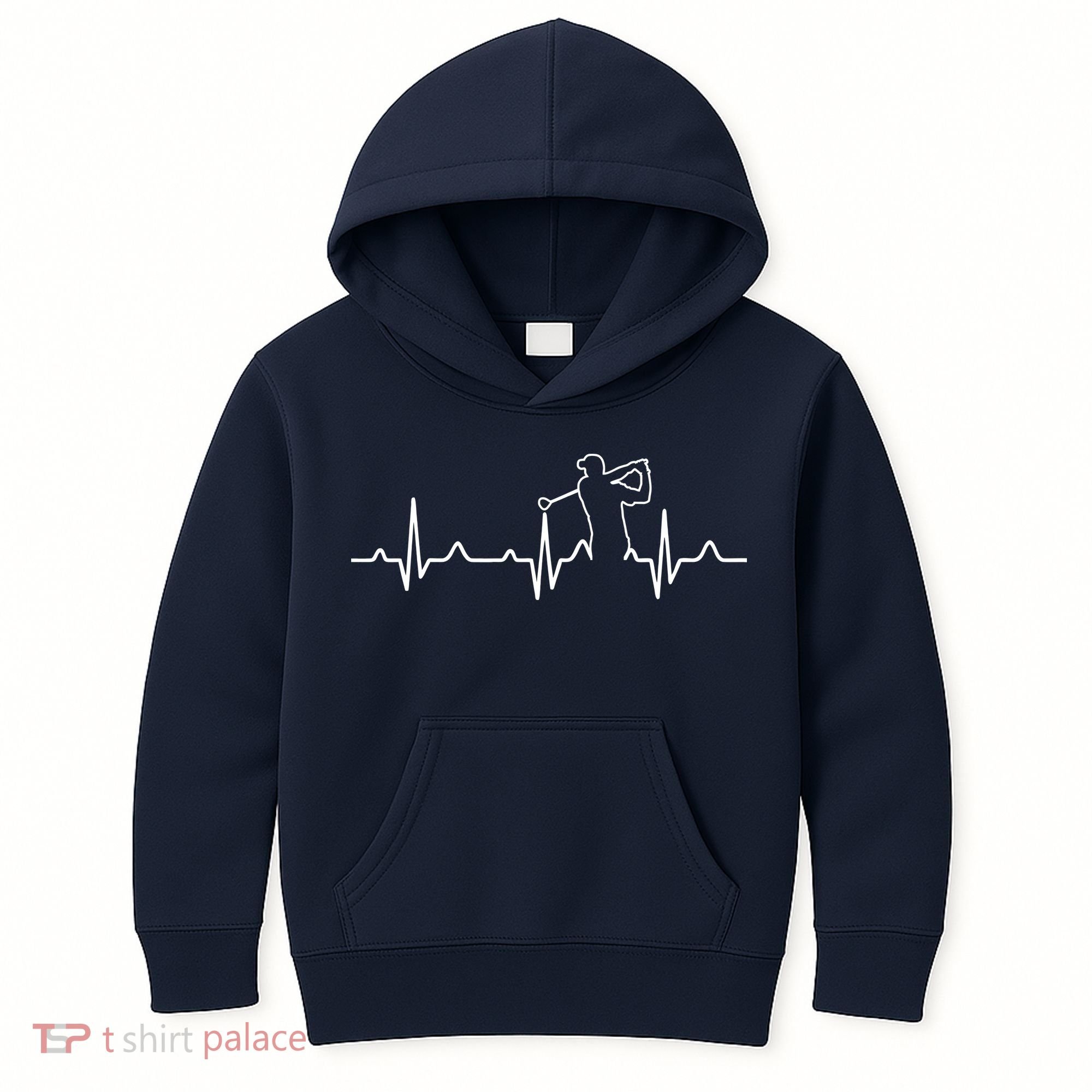 Golfer Heartbeat I Love Golf Kids Hoodie