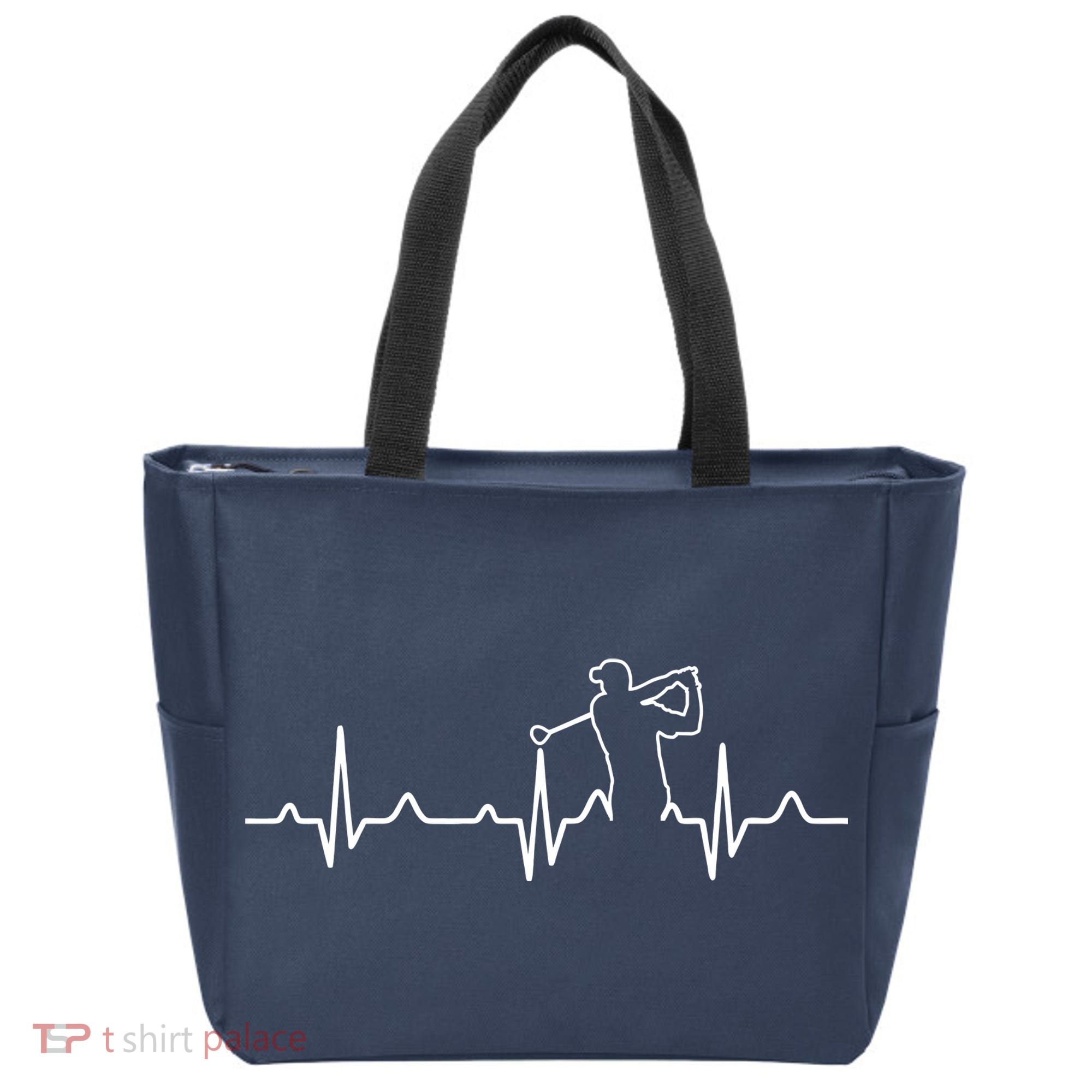 Golfer Heartbeat I Love Golf Tote Bag