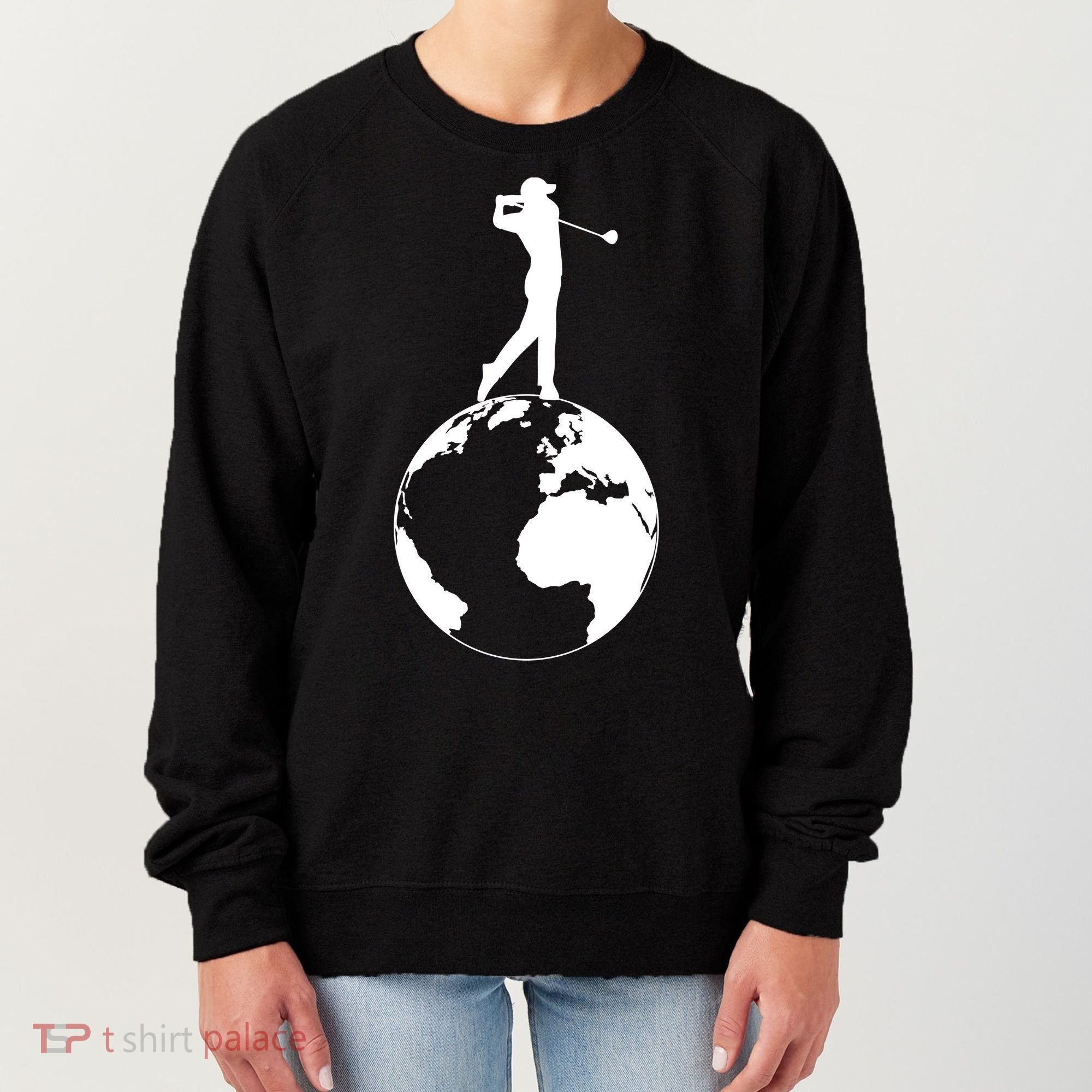 Golfer on top of the World Golf Logo Women's Sweatshirt