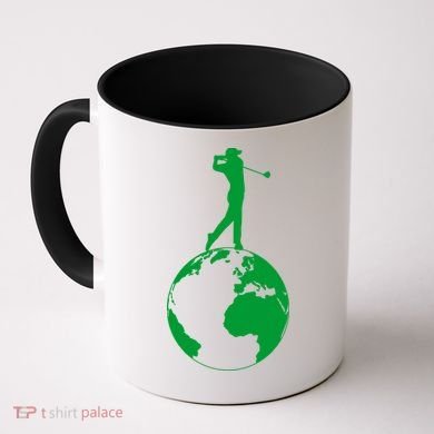 Golfer on top of the World Golf Logo Coffee Mug