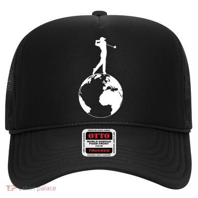 Golfer on top of the World Golf Logo Hat