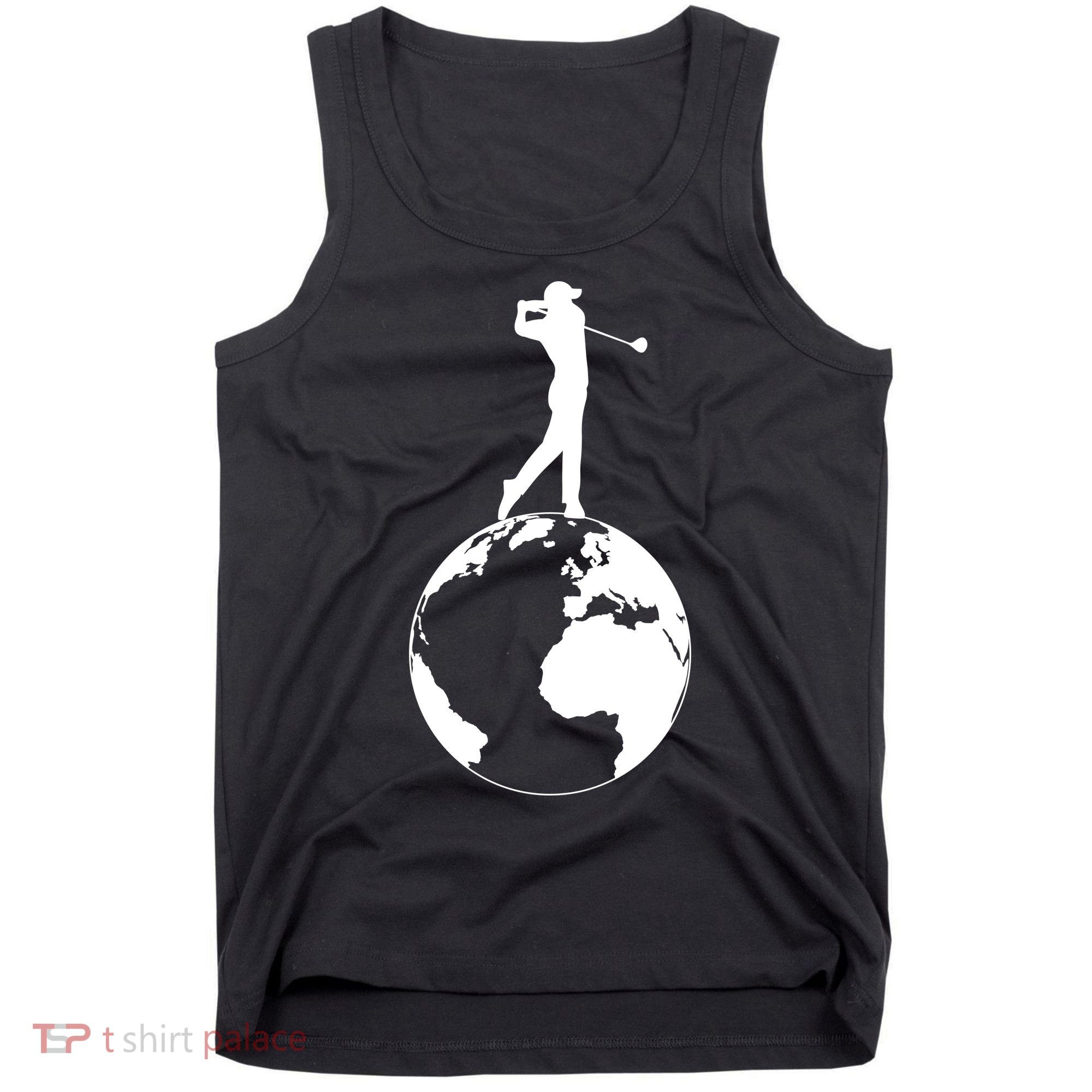 Golfer on top of the World Golf Logo Tank Top