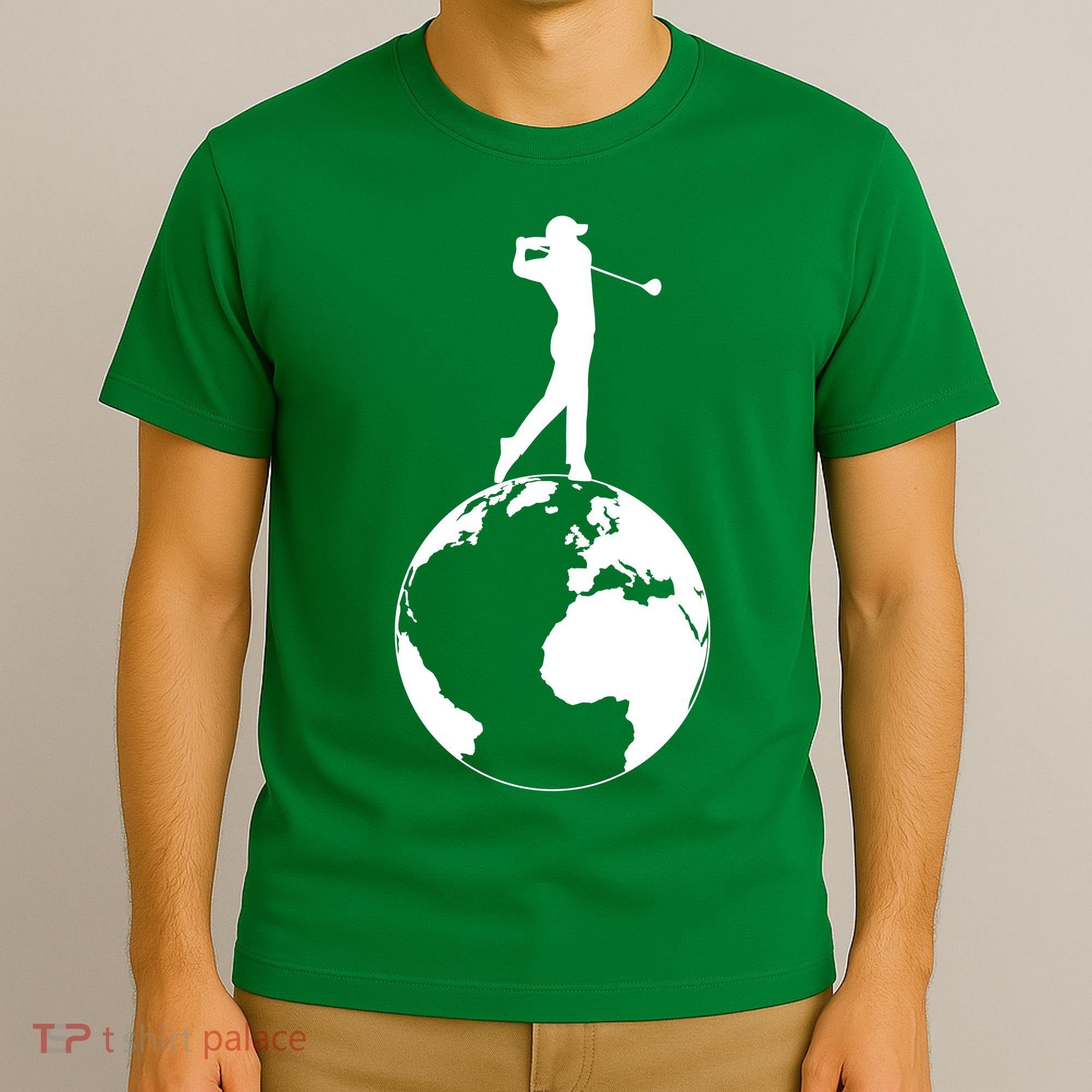 Golfer on top of the World Golf Logo T-Shirt