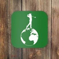 Golfer on top of the World Golf Logo Coaster thumb 0