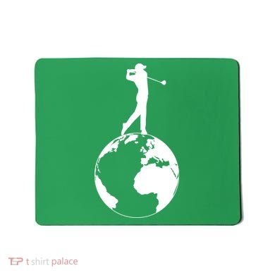 Golfer on top of the World Golf Logo Mousepad