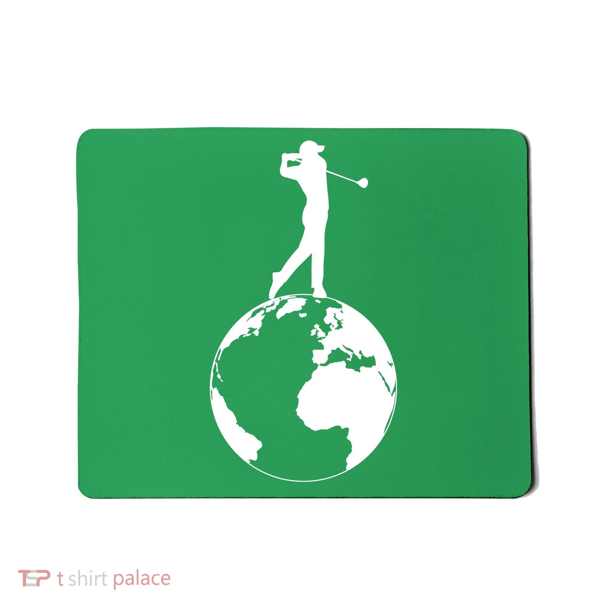 Golfer on top of the World Golf Logo Mousepad