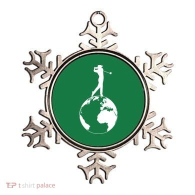 Golfer on top of the World Golf Logo Ornament