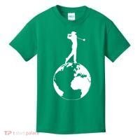 Golfer on top of the World Golf Logo Kids T-Shirt thumb 0
