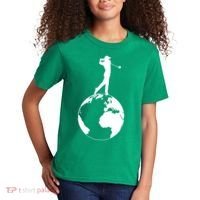 Golfer on top of the World Golf Logo Kids T-Shirt thumb 2