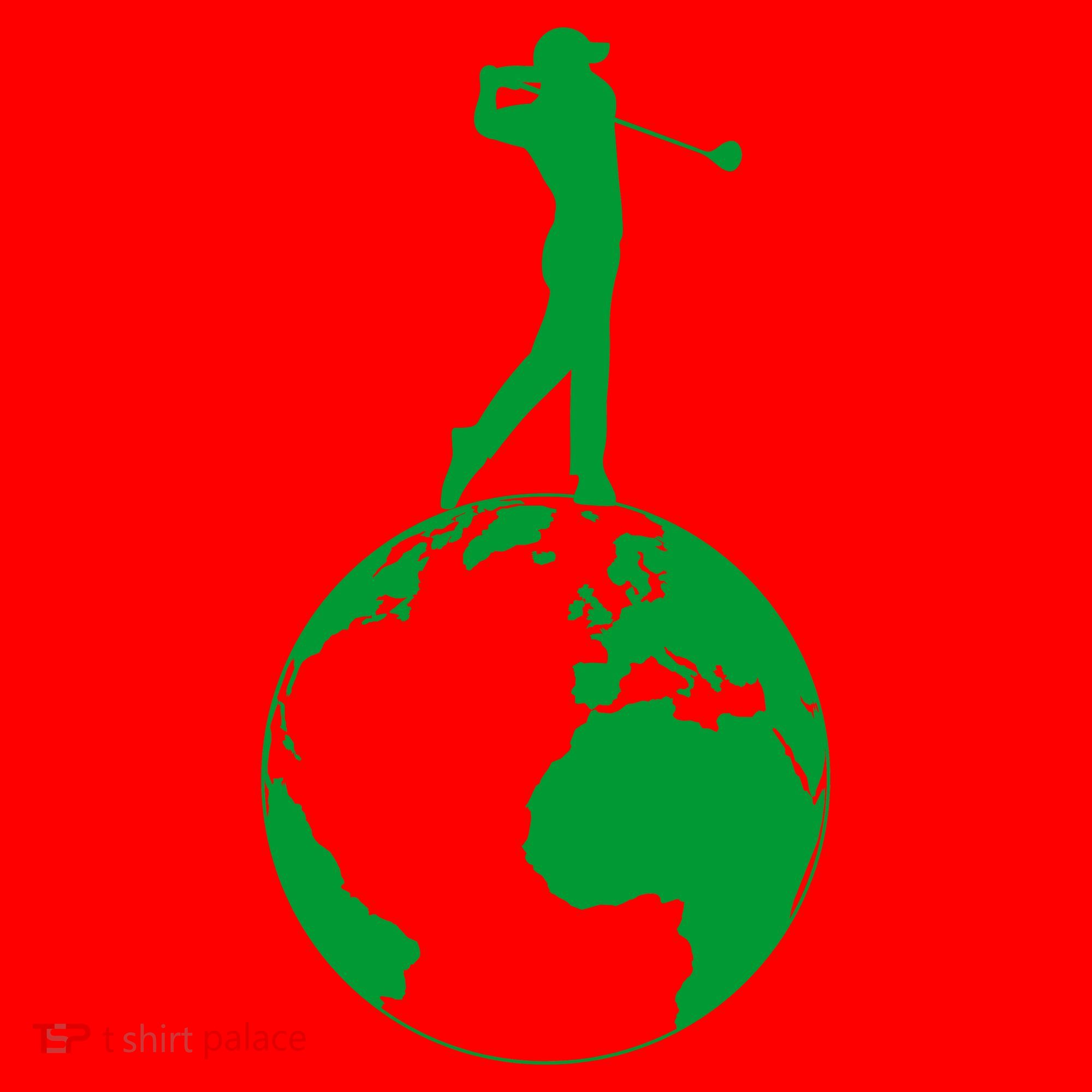 Golfer on top of the World Golf Logo Santa Hat