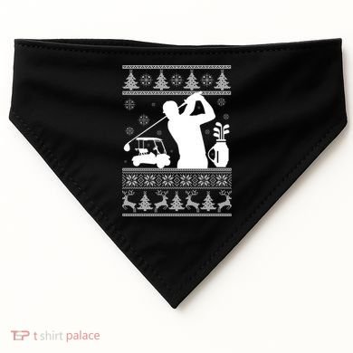 Golfing Fan Ugly Christmas Sweater USA-Made Doggie Bandana