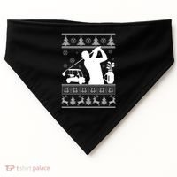 Golfing Fan Ugly Christmas Sweater USA-Made Doggie Bandana thumb 0
