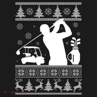 Golfing Fan Ugly Christmas Sweater USA-Made Doggie Bandana