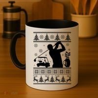 Golfing Fan Ugly Christmas Sweater Coffee Mug thumb 4