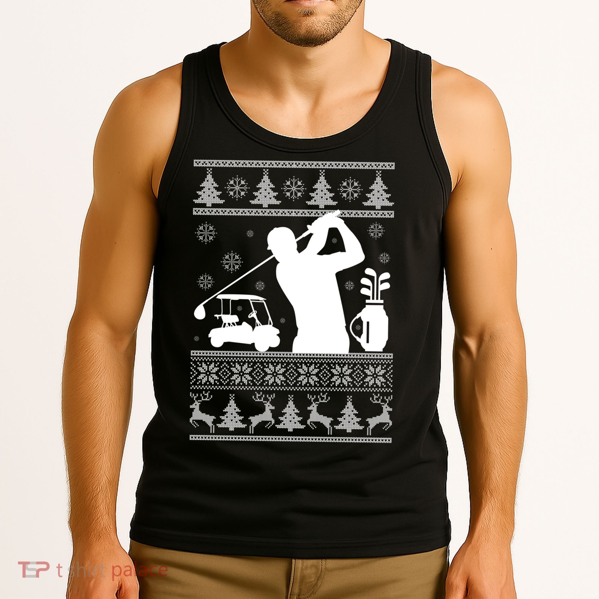 Golfing Fan Ugly Christmas Sweater Tank Top