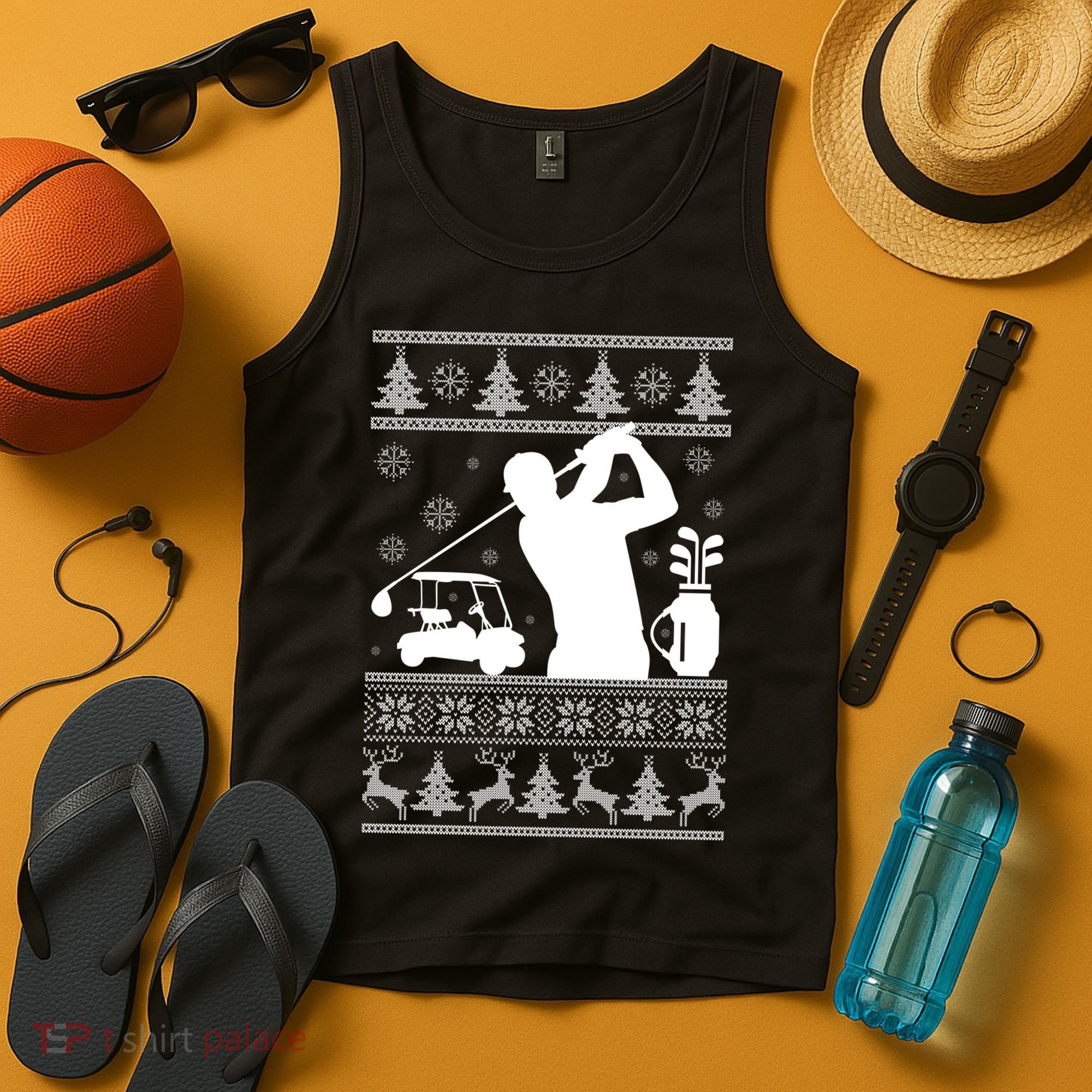 Golfing Fan Ugly Christmas Sweater Tank Top