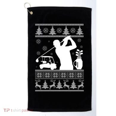 Golfing Fan Ugly Christmas Sweater Golf Towel