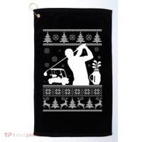 Golfing Fan Ugly Christmas Sweater Golf Towel thumb 0