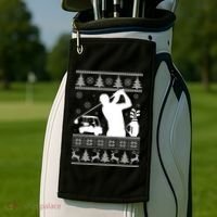 Golfing Fan Ugly Christmas Sweater Golf Towel thumb 2