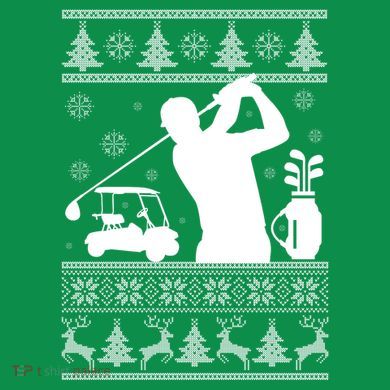 Golfing Fan Ugly Christmas Sweater Button
